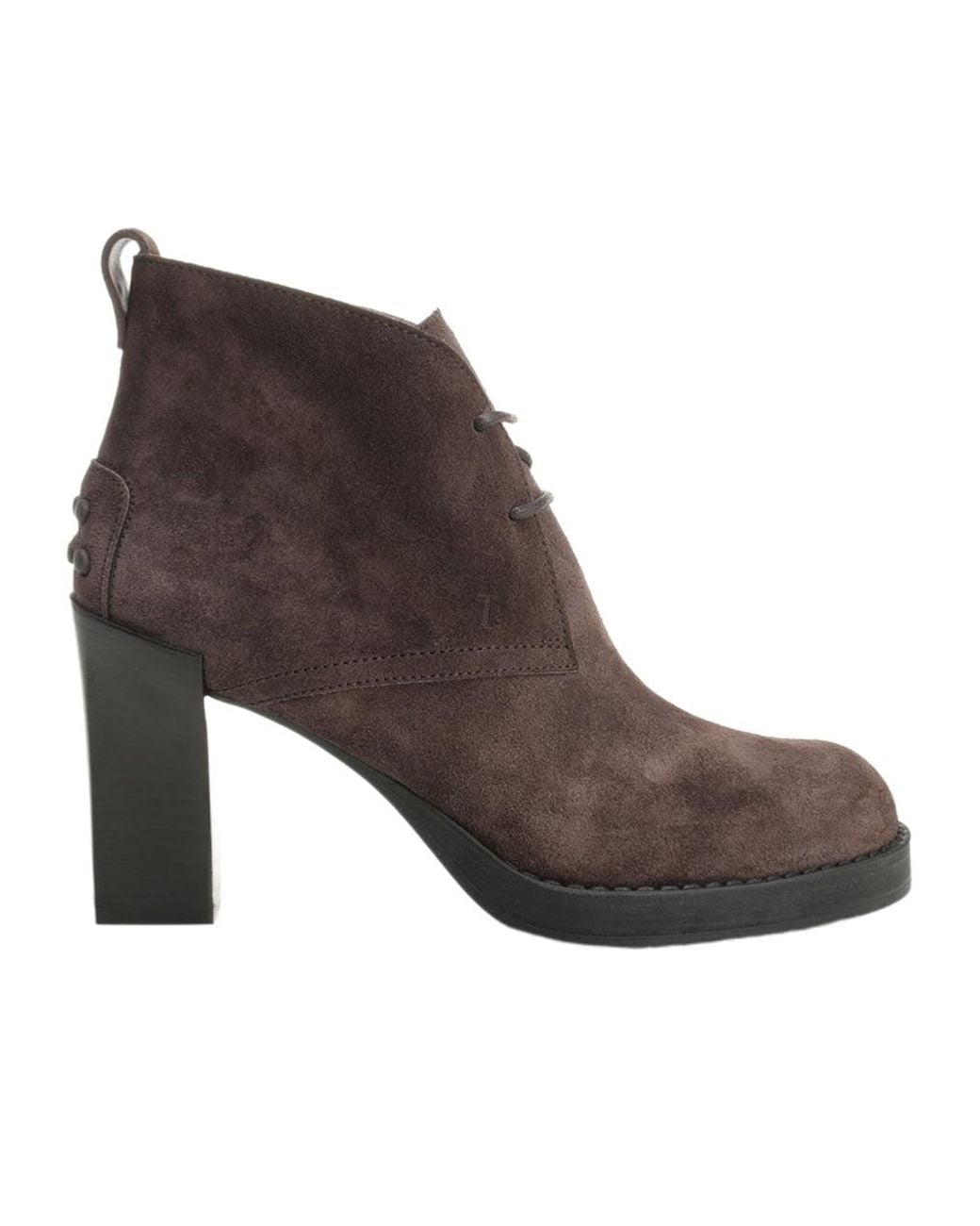 Tod's Brown Round-Toe Lace-Up Ankle Boots