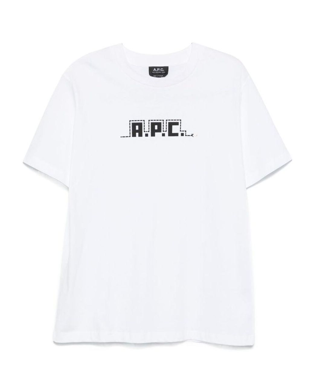A.P.C. White Logo Printed Crewneck T-Shirt for men