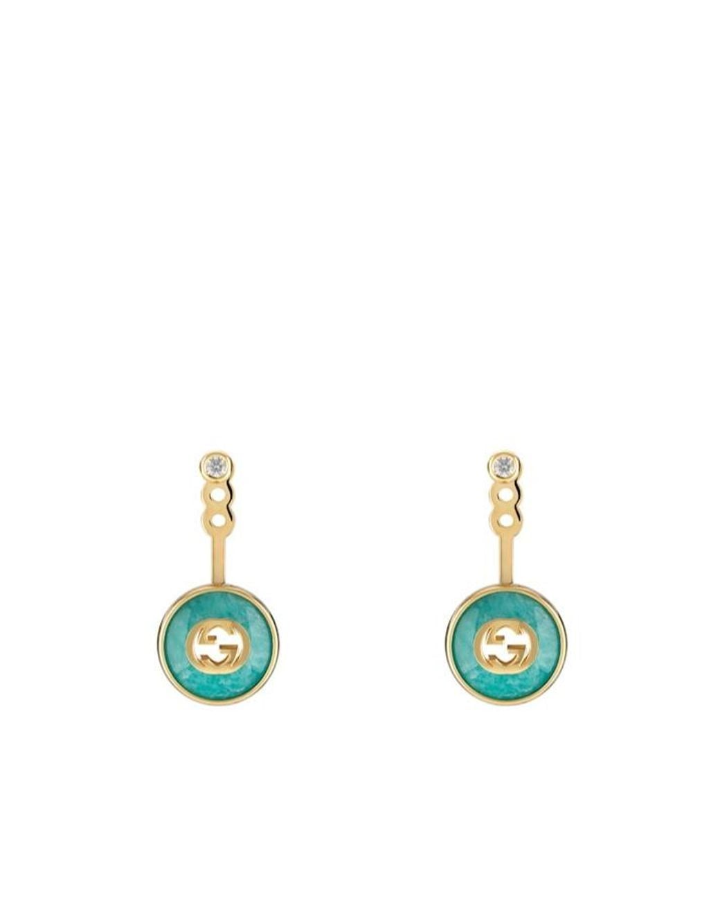Gucci White Interlocking 18K Earrings