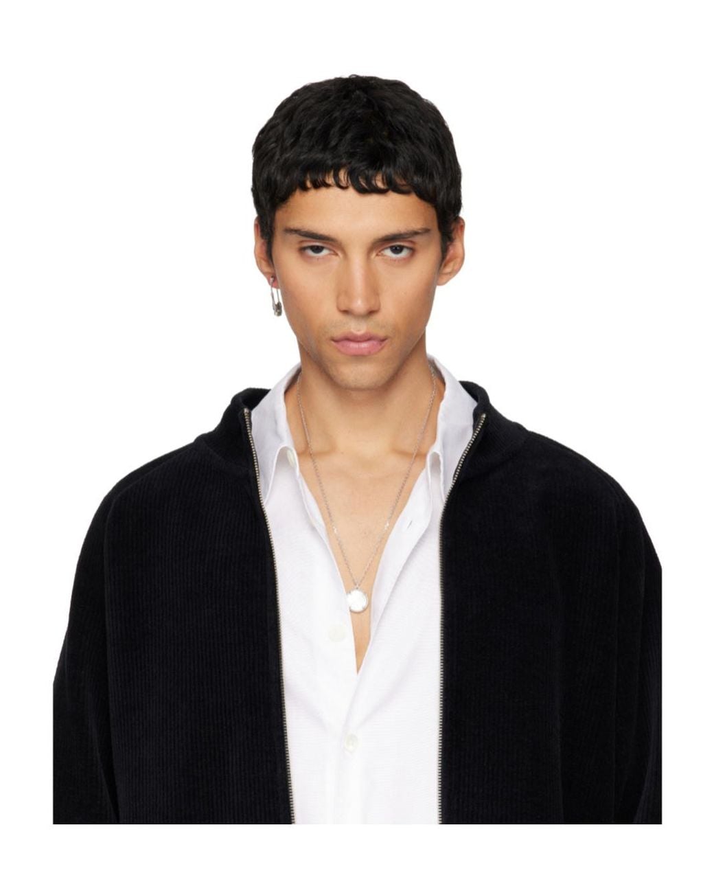 Emanuele Bicocchi White Large Pin Single Earring for men