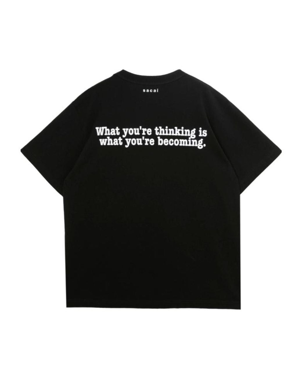 Sacai Black Graphic-Print Crewneck T-Shirt for men
