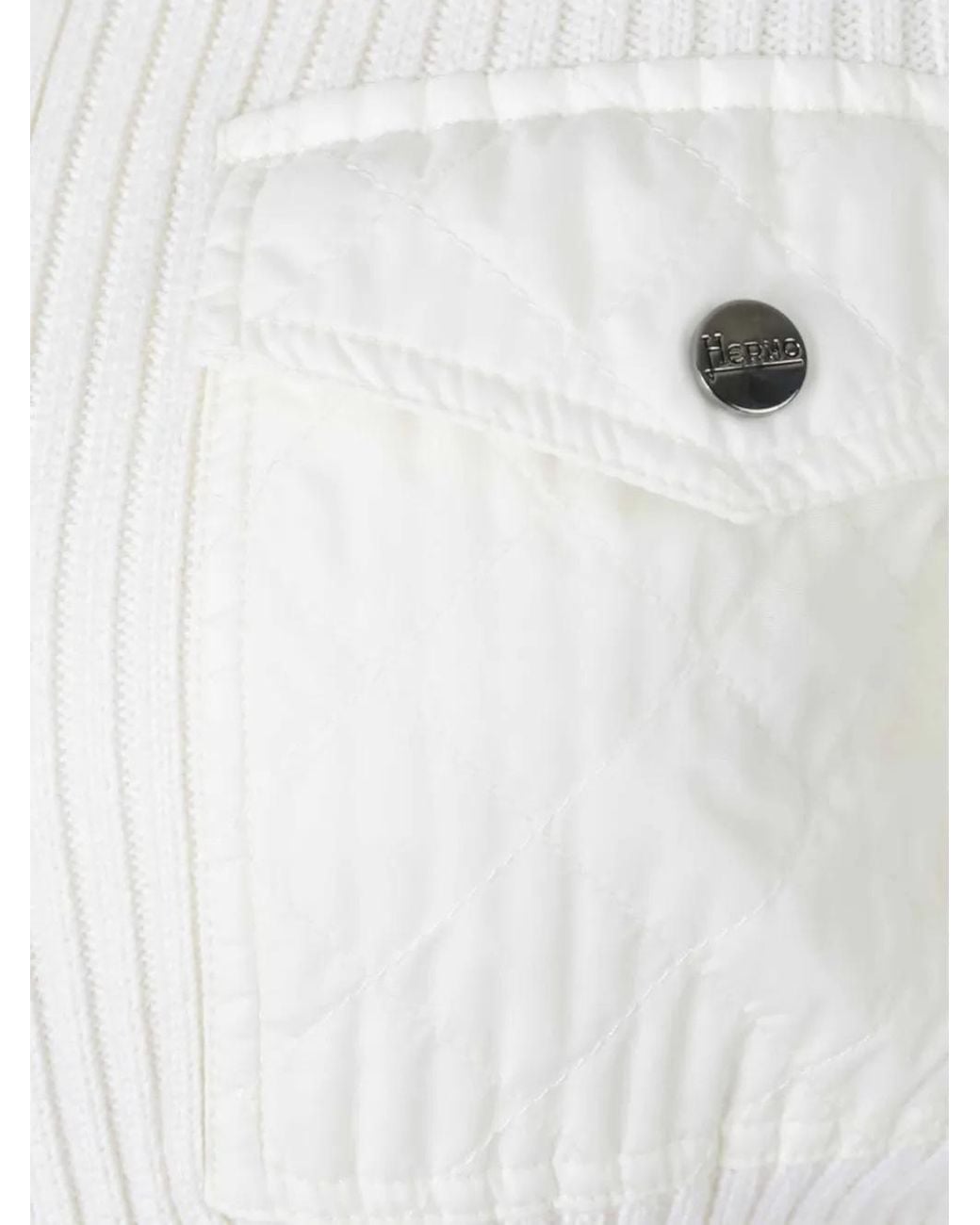 Herno White Zip-Up Knitted Cardigan