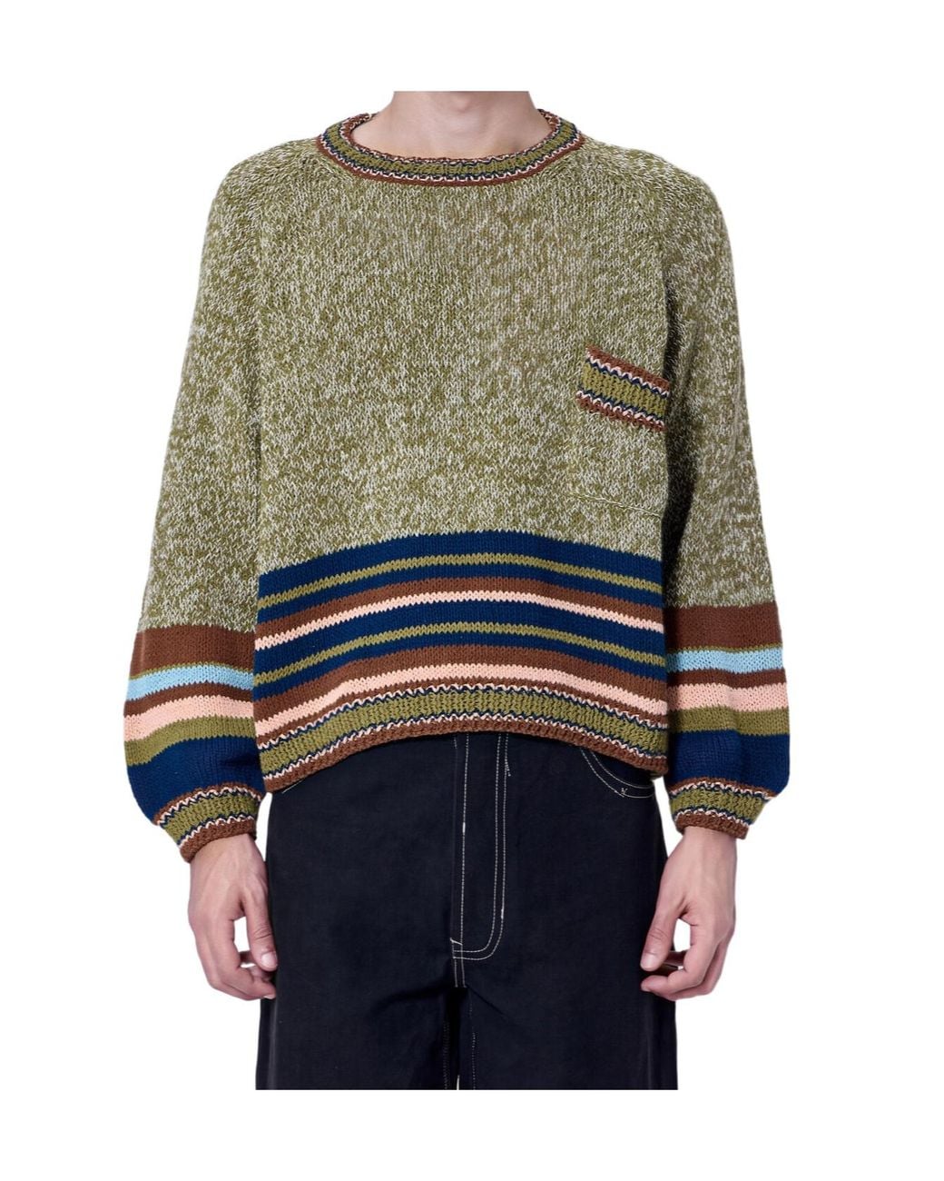 STORY mfg. Blue Long-Sleeved Sweater for men