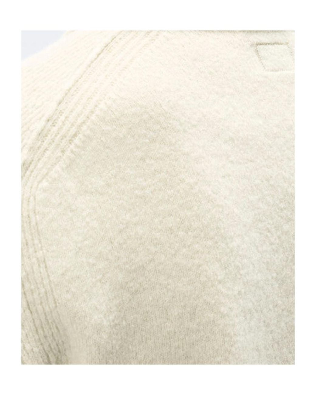 C P Company Natural Metropolis Series Bouclè Extrafine Merino Crewneck Logo Sweater for men