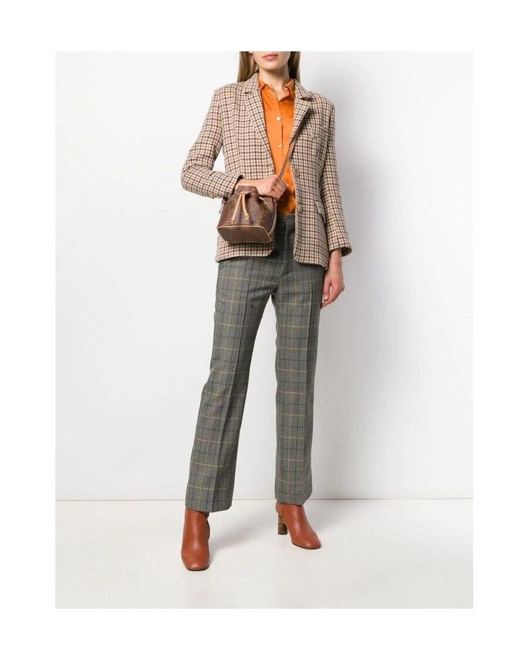 Etro Brown Paisley Print Bucket Bag