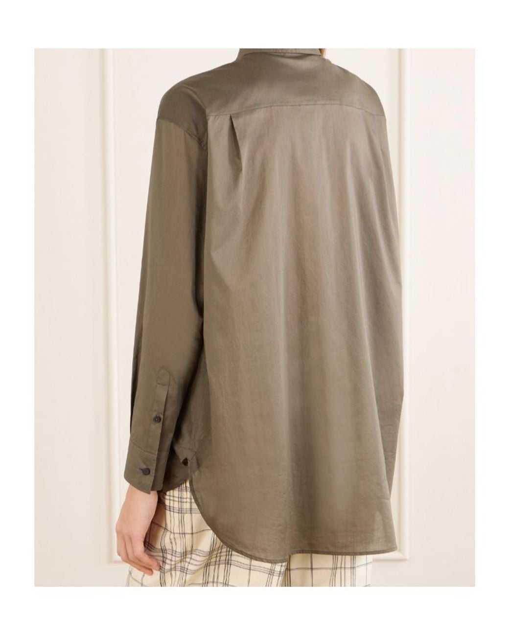Jil Sander Brown Box-Pleat Long-Sleeve Shirt