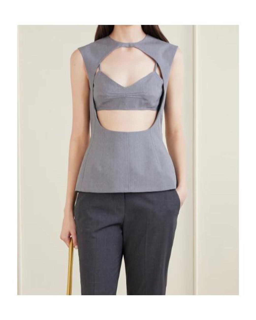 Jil Sander Gray Cut-Out Sleeveless Top