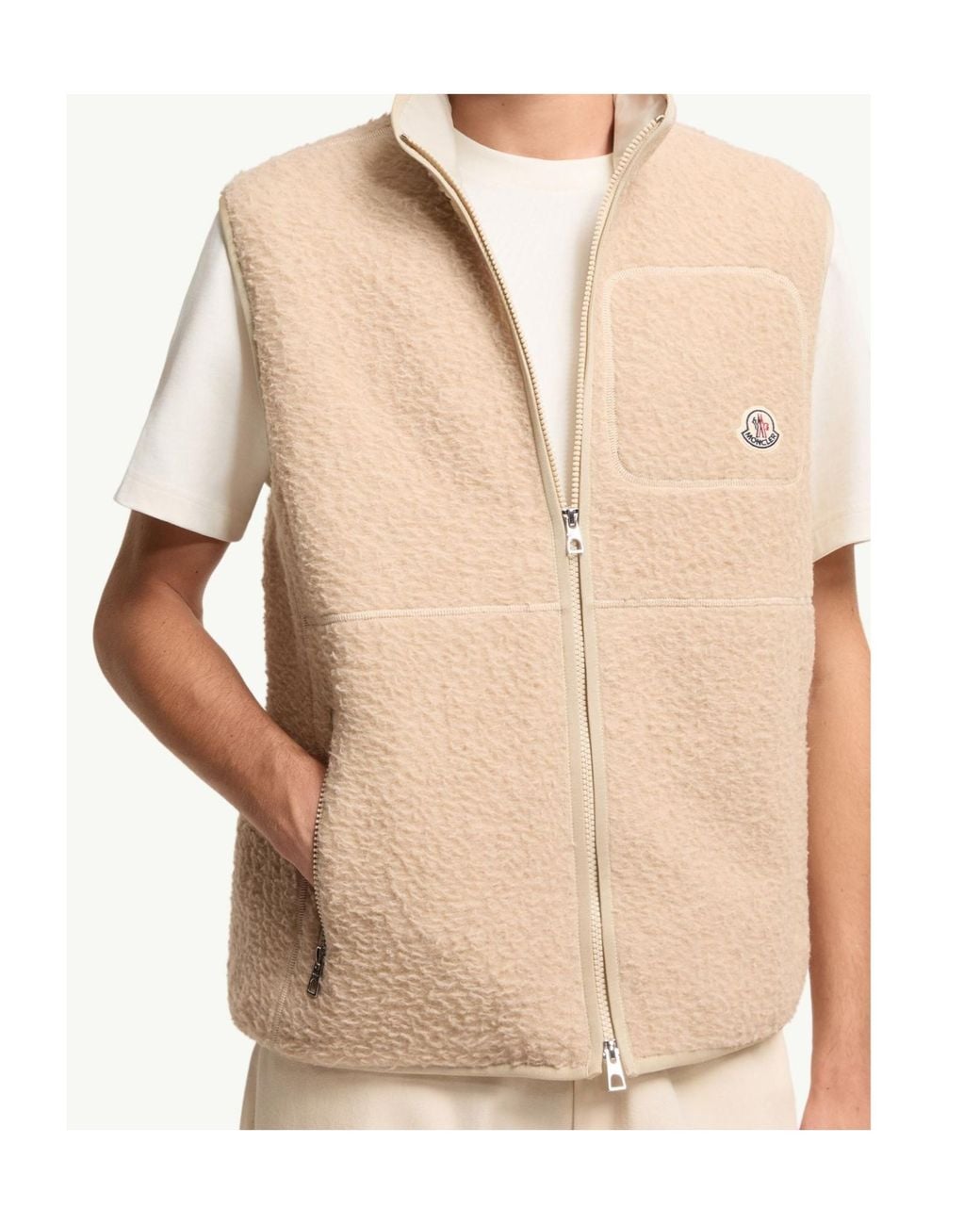 Moncler Natural Logo Patch Knit Gilet for men