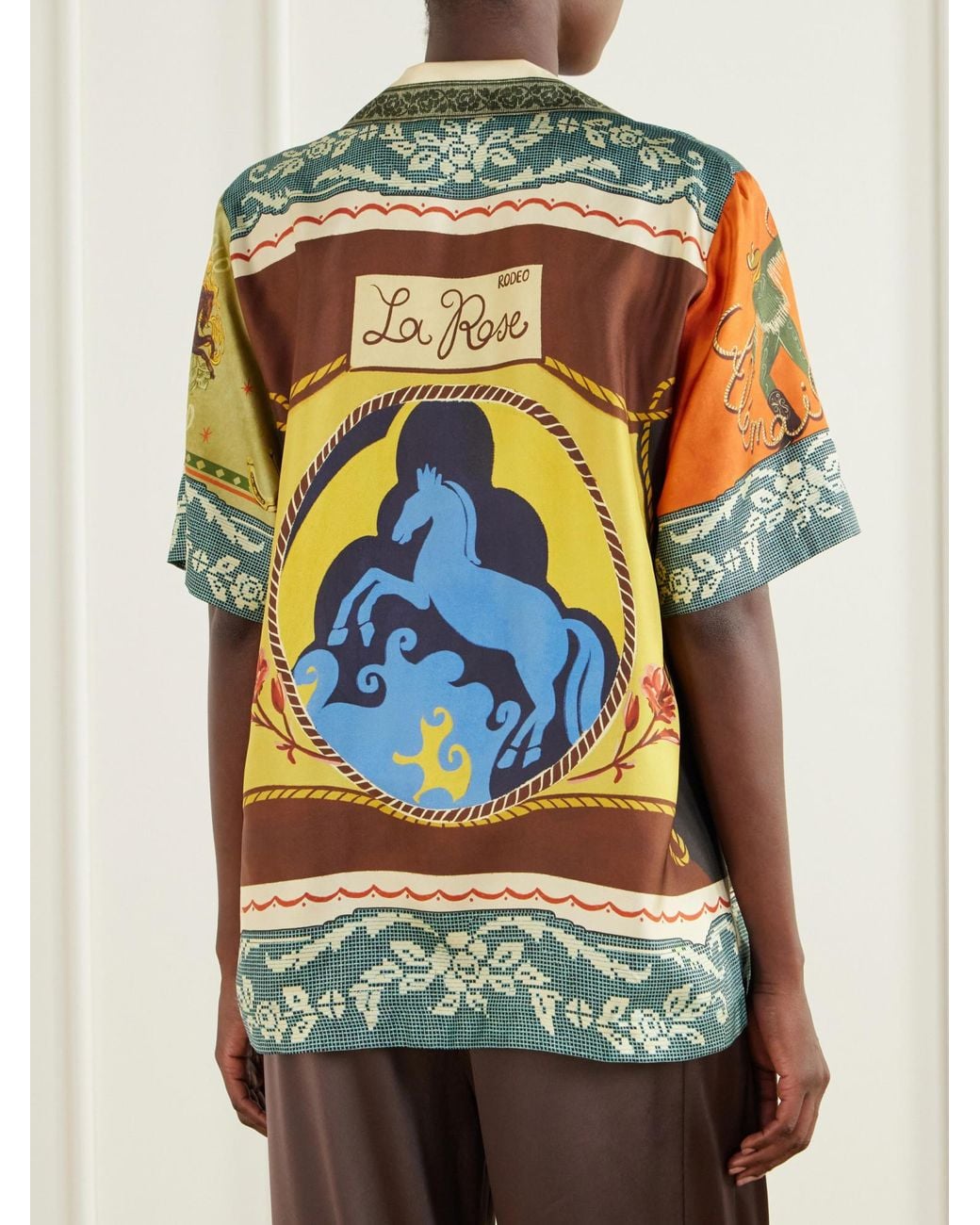 ALÉMAIS Green Printed Silk-Twill Shirt