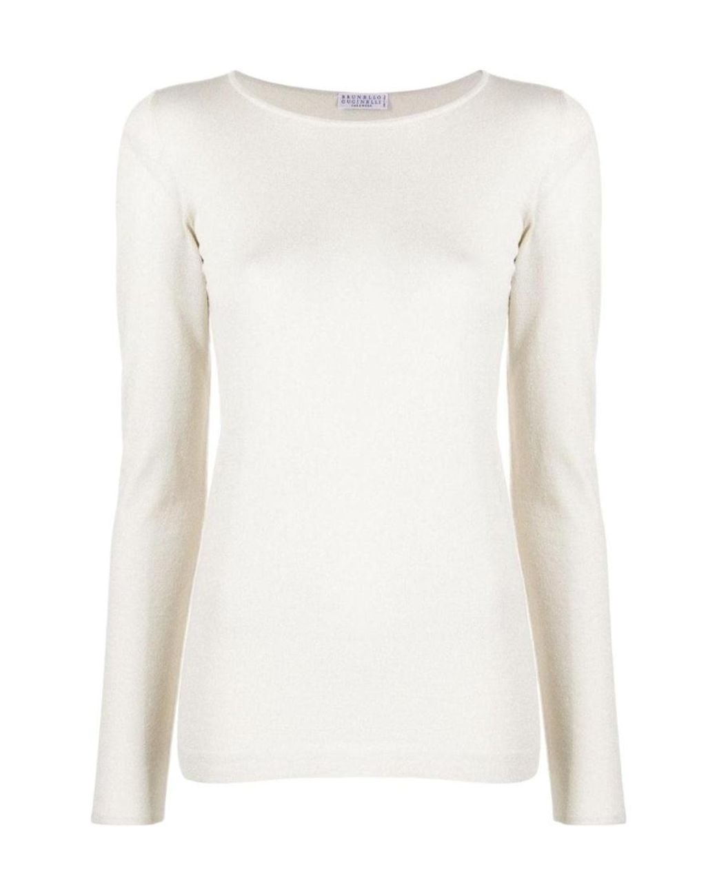 Brunello Cucinelli White Long-Sleeved Crewneck Jumper