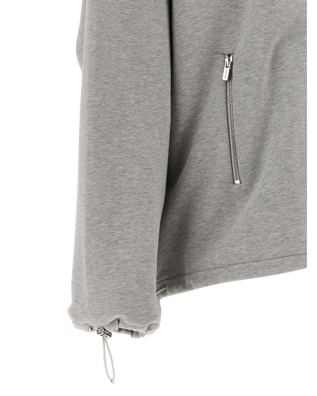 Miu Miu Gray Cotton Fleece Zipper Sweatshirt