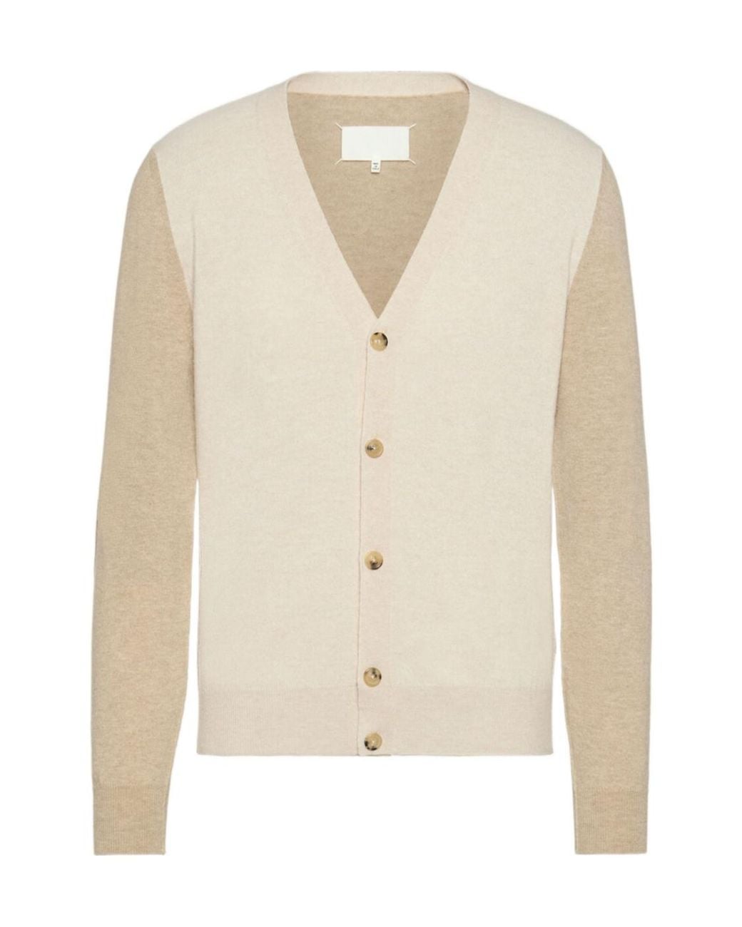 Maison Margiela Natural V-Neck Elbow-Patch Cardigan for men