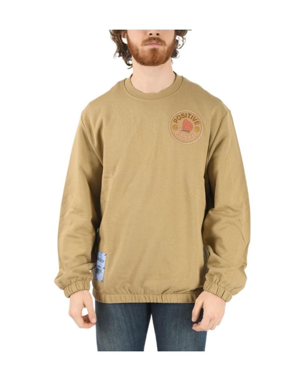 McQueen Natural Patch-Detail Crew Neck Sweatshirt for men