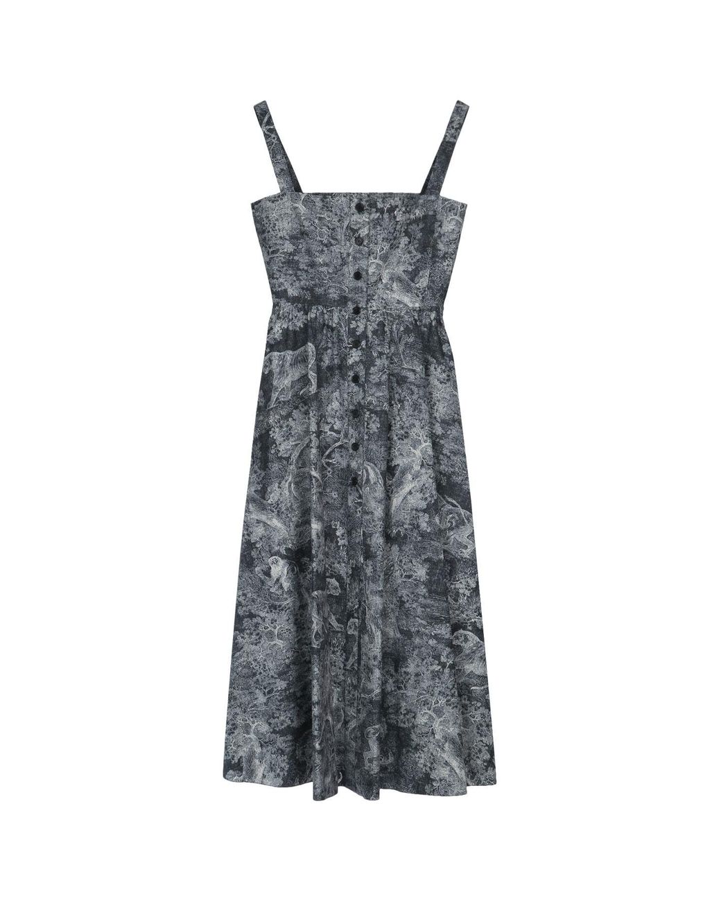 Dior Gray Iviera Mid-Length Flared Dress