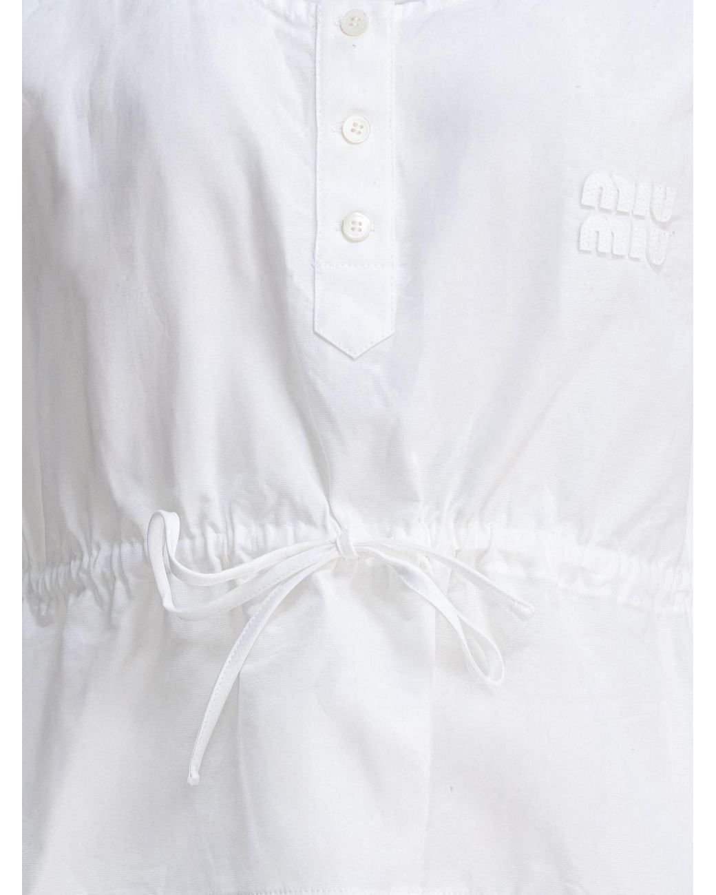 Miu Miu White Sleeveless Drawstring Top