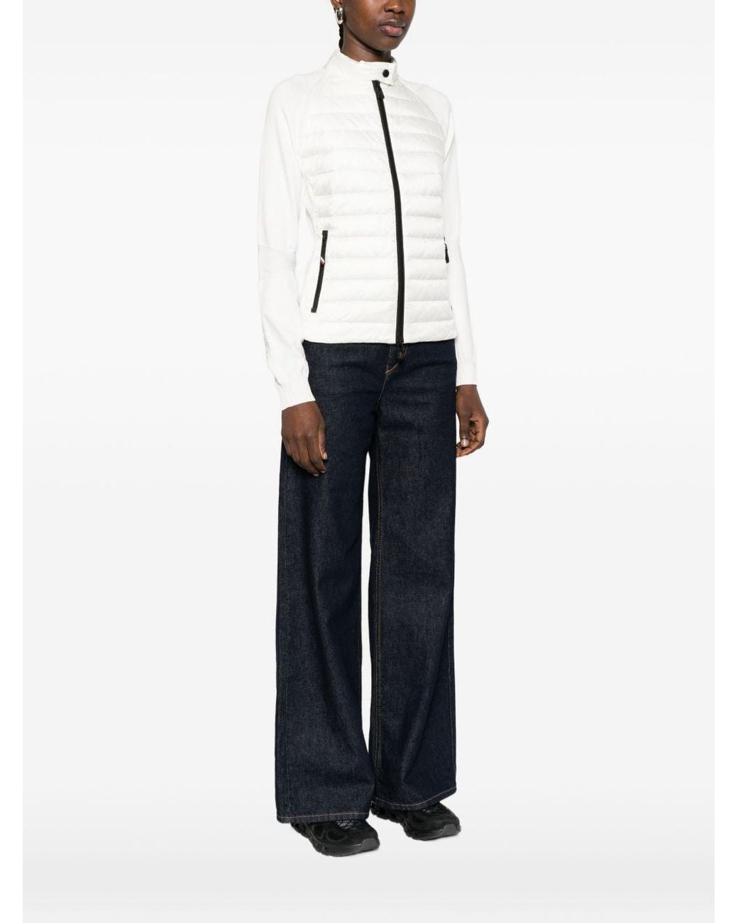 Moncler White Grenoble Tricot Quilted Cardigan