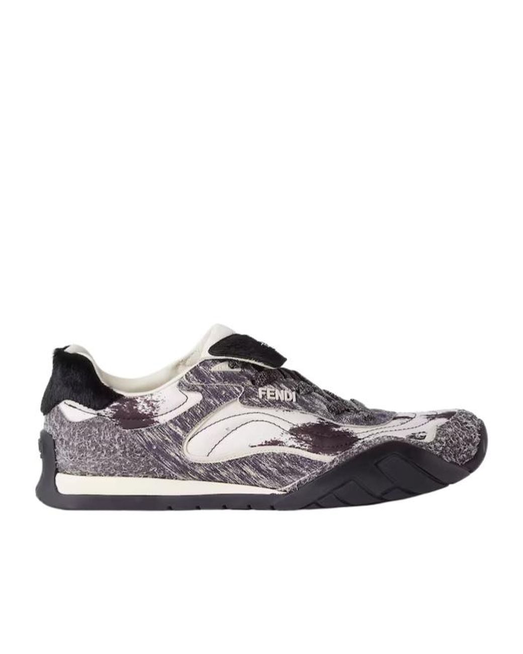 Fendi Brown Printed Low Top Sneakers