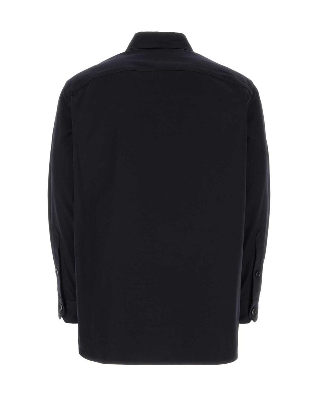 Valentino Blue Vlogo Plaque Straight Hem Shirt for men