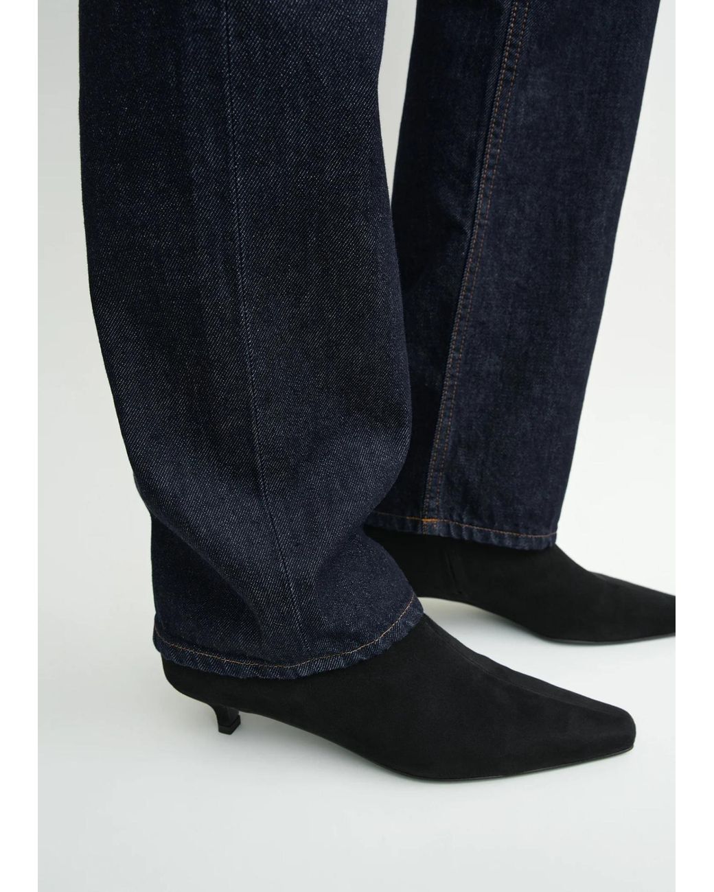 Totême  Black Totême Slim Ankle Kitten-Heel Boots