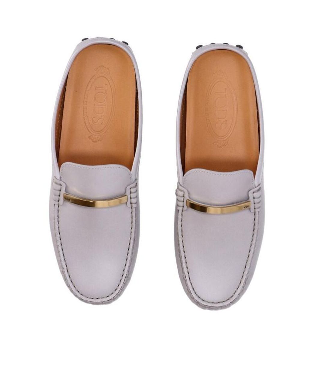 Tod's White Logo Engraved Slip-On Sandals