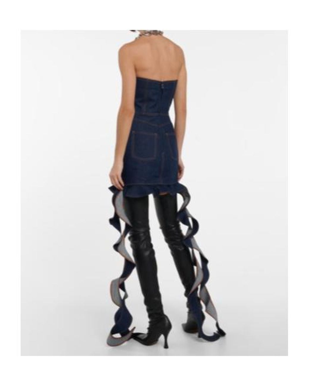 David Koma Blue Corset Denim Minidress