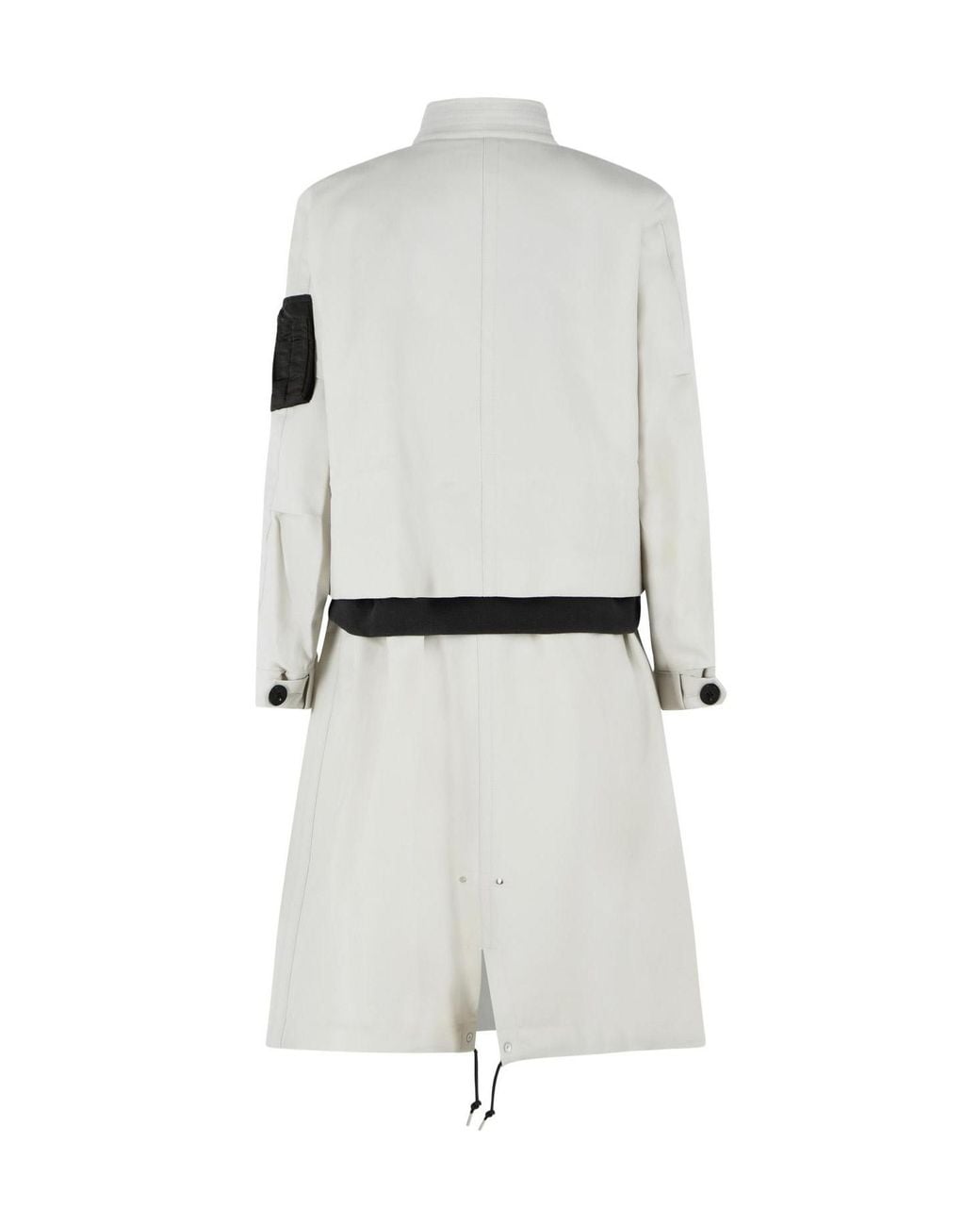Sacai Gray Long Sleeve Drawstring Coat
