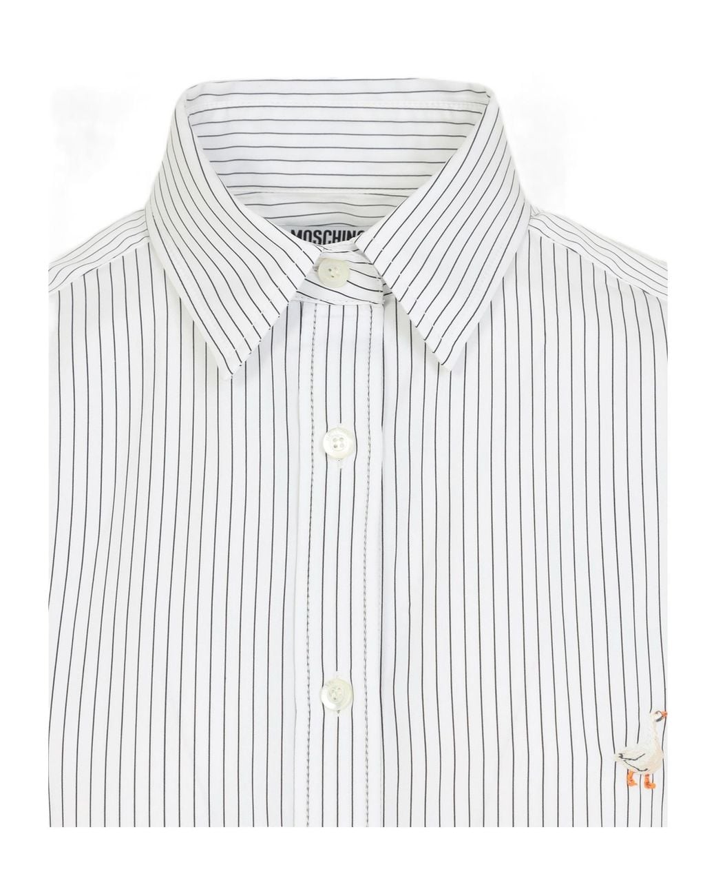 Moschino White Striped Embroidered-Goose Shirt