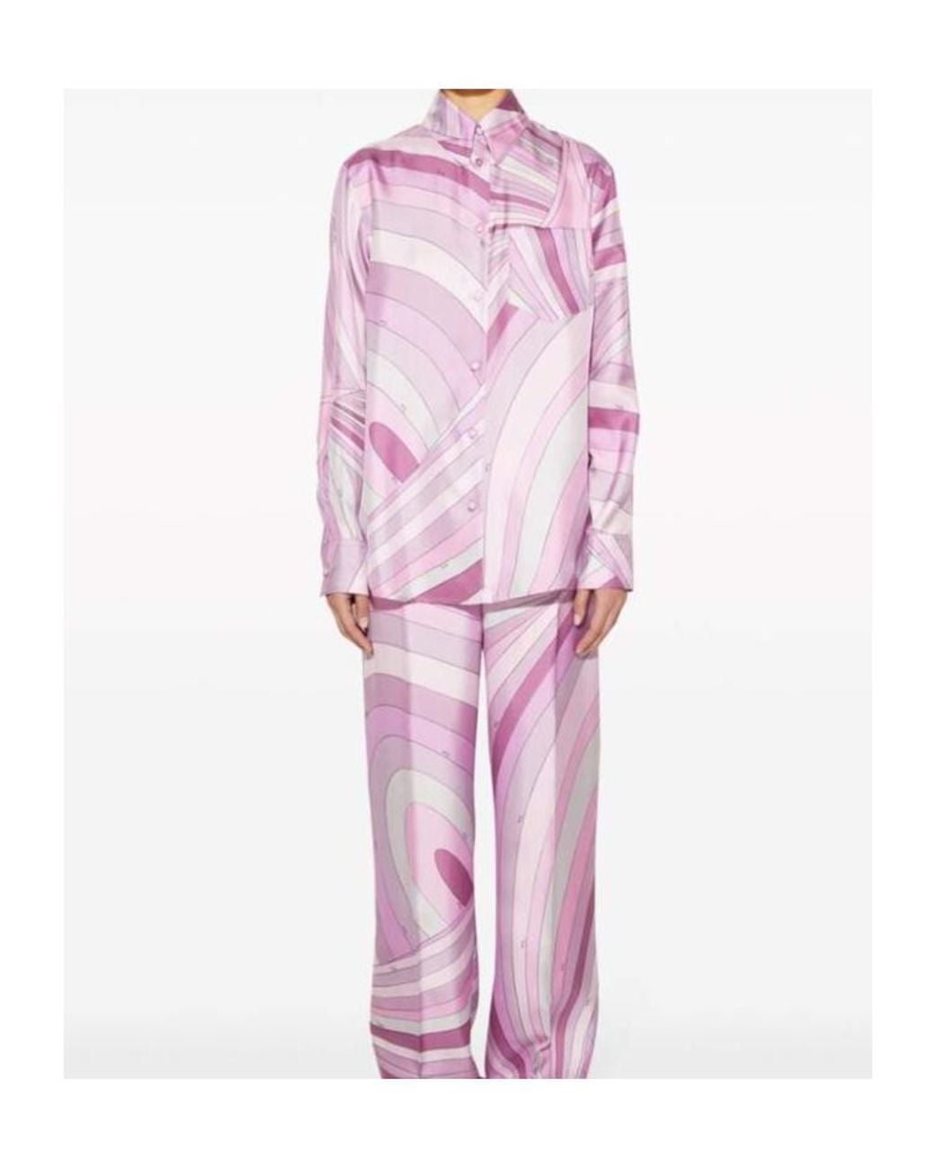 Emilio Pucci Purple Iride-Print Silk Shirt