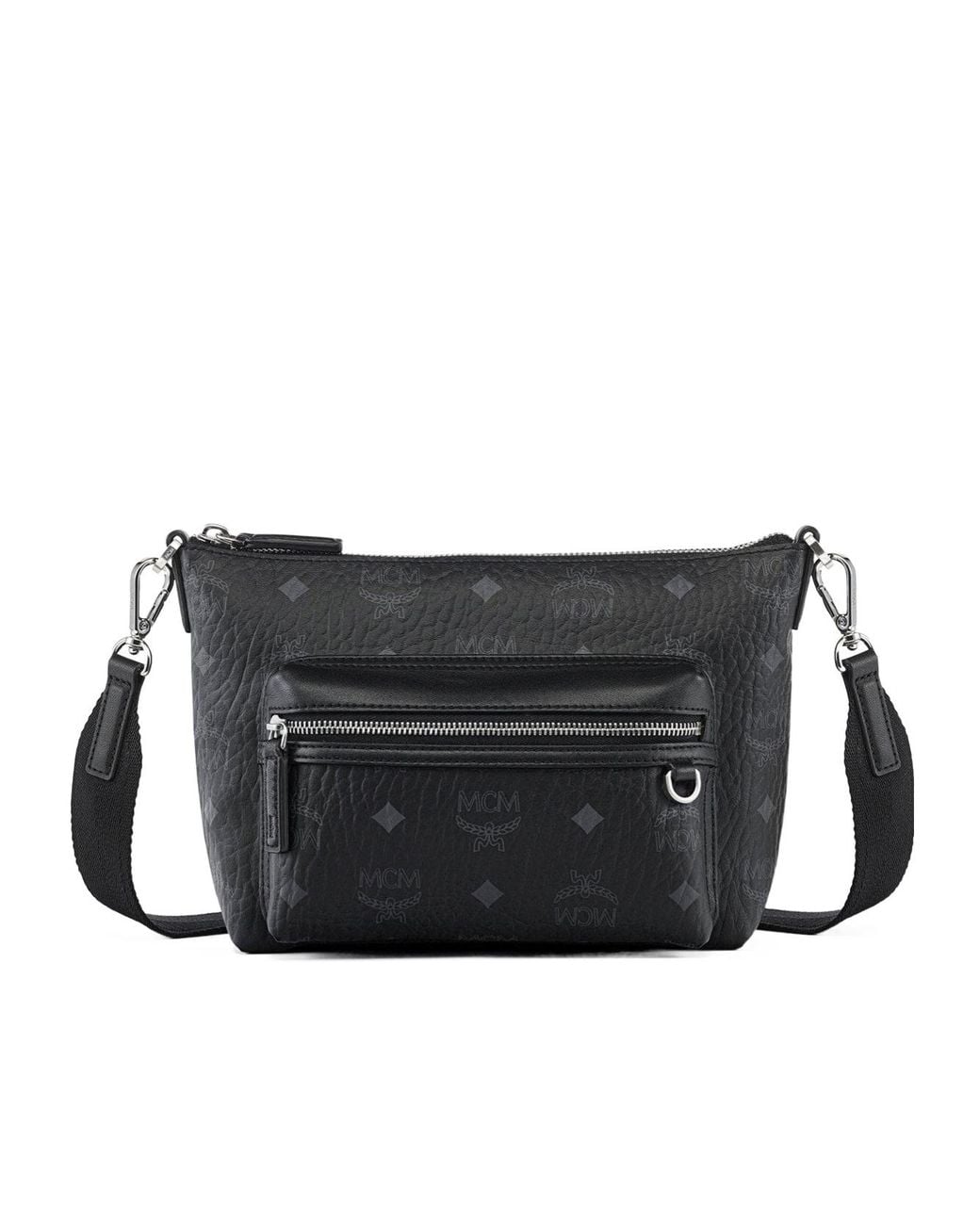 MCM Black Allover Logo Printed Shoulder Bag