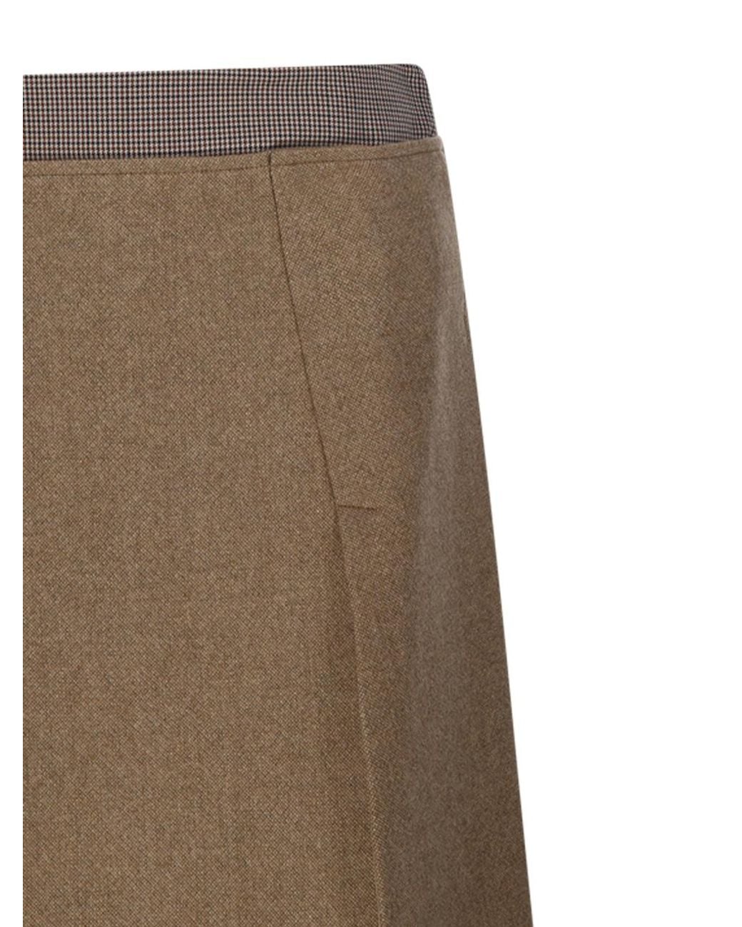 Sportmax Brown Riga Checked Waist Mini Skirt