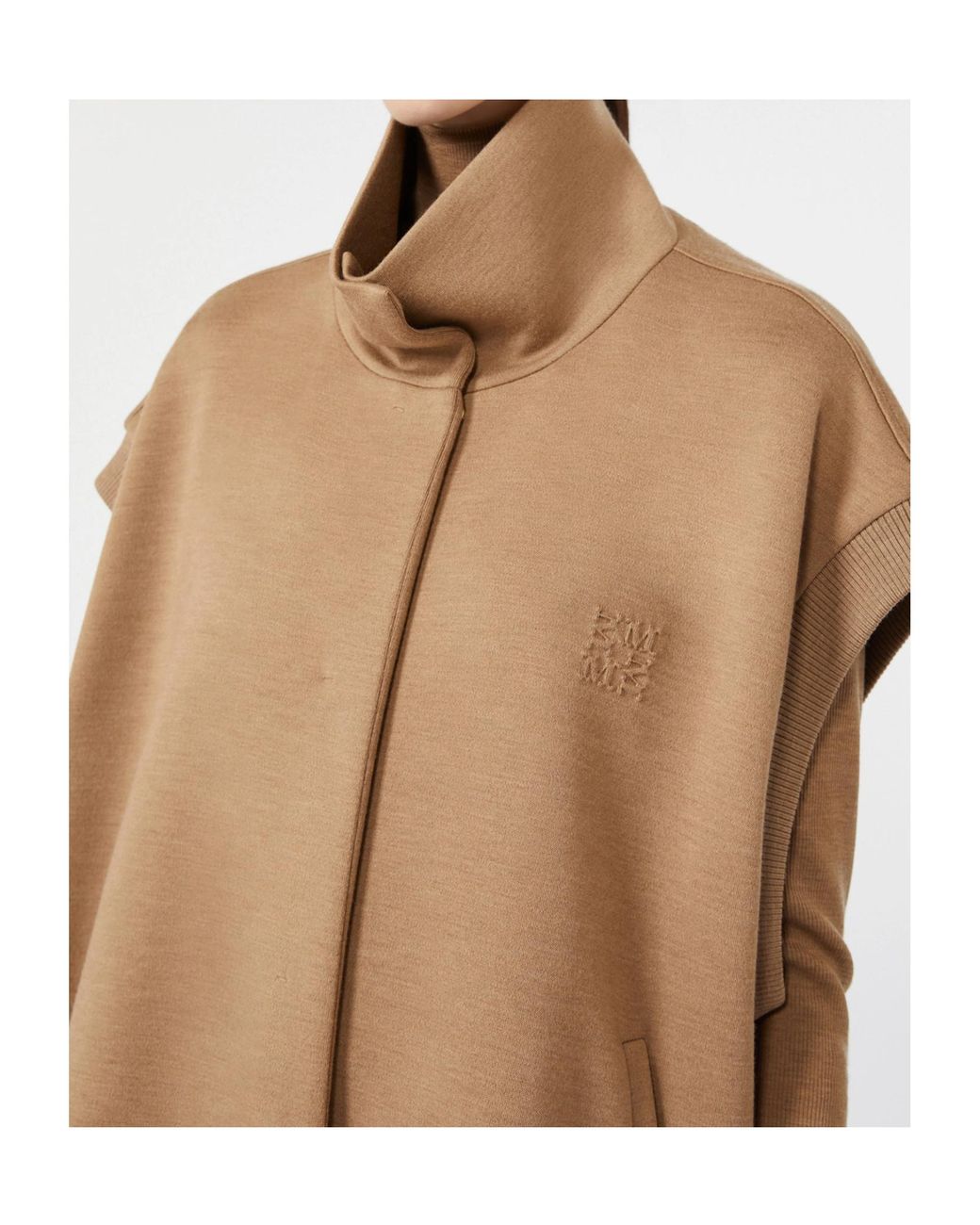 Max Mara Natural Oversized Sleeveless Wool Jersey Jacket