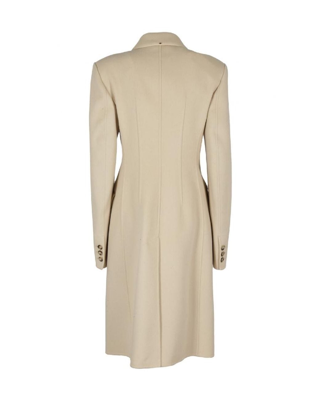 Sportmax Natural Double-Breasted Lapel Coat