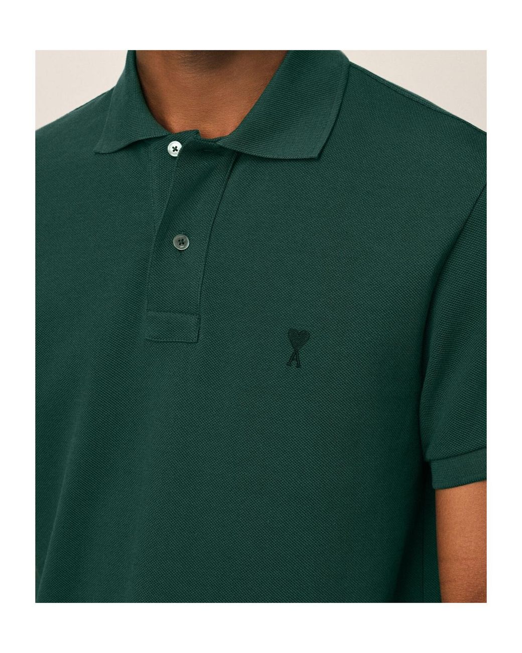 AMI Green Short-Sleeved Polo Shirt for men