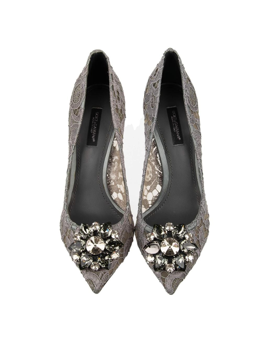 Dolce & Gabbana Gray Taormina Lace Crystal 90Mm Pumps