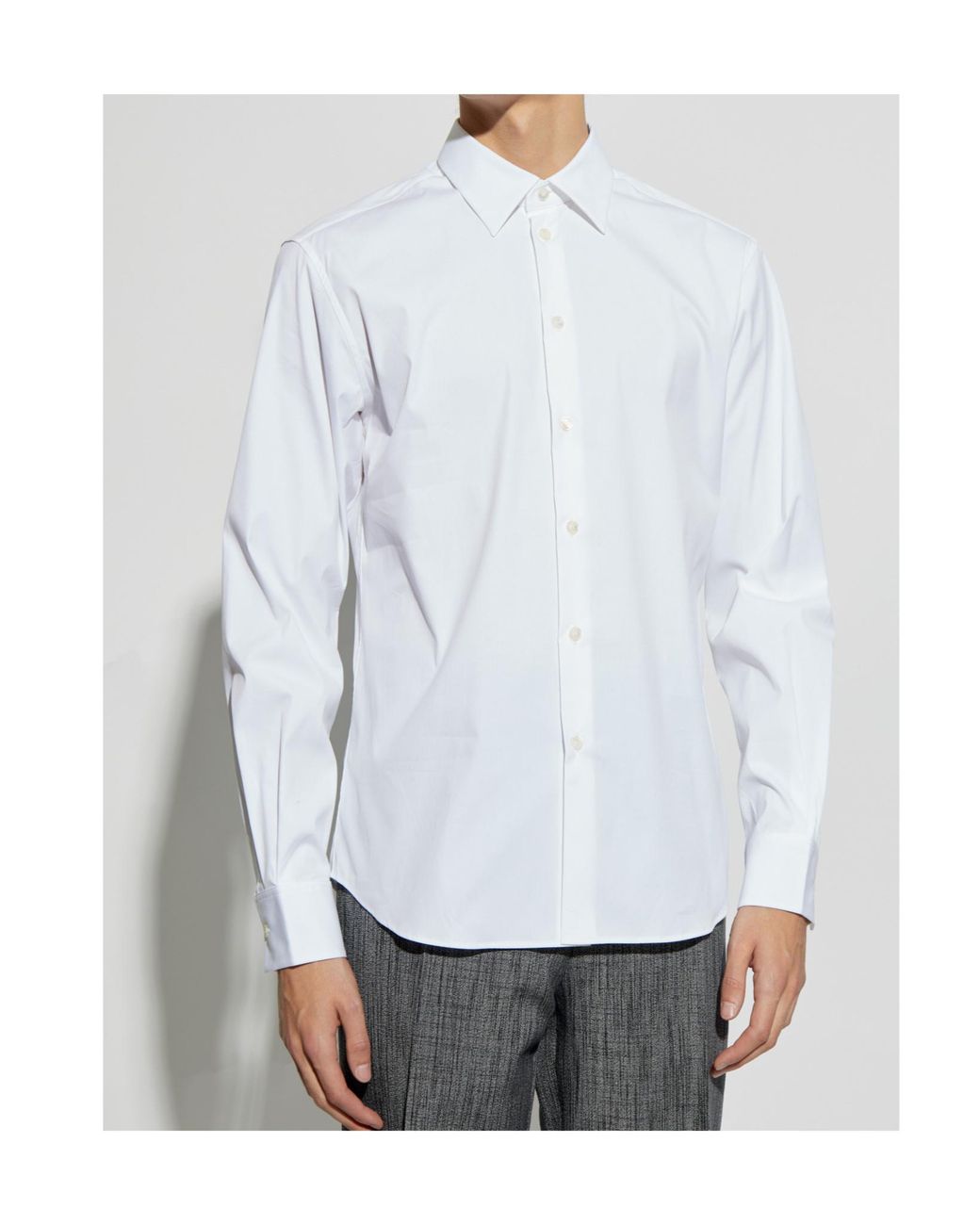 Ferragamo White Ferragamo Logo Embroidered Curved Hem Shirt for men