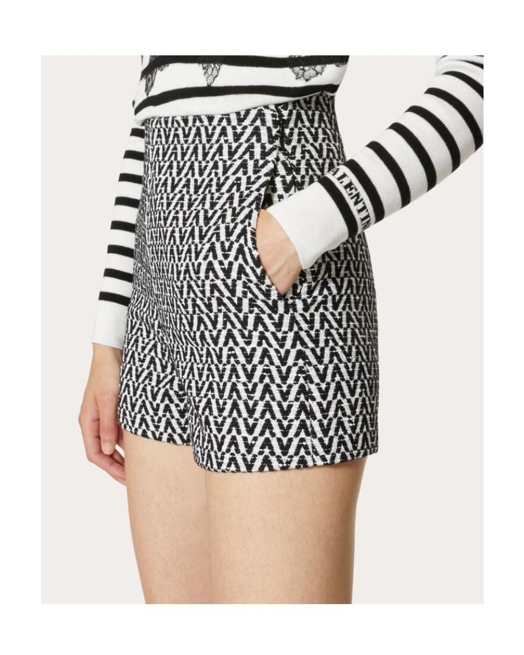 Valentino Black Logo-Jacquard Shorts