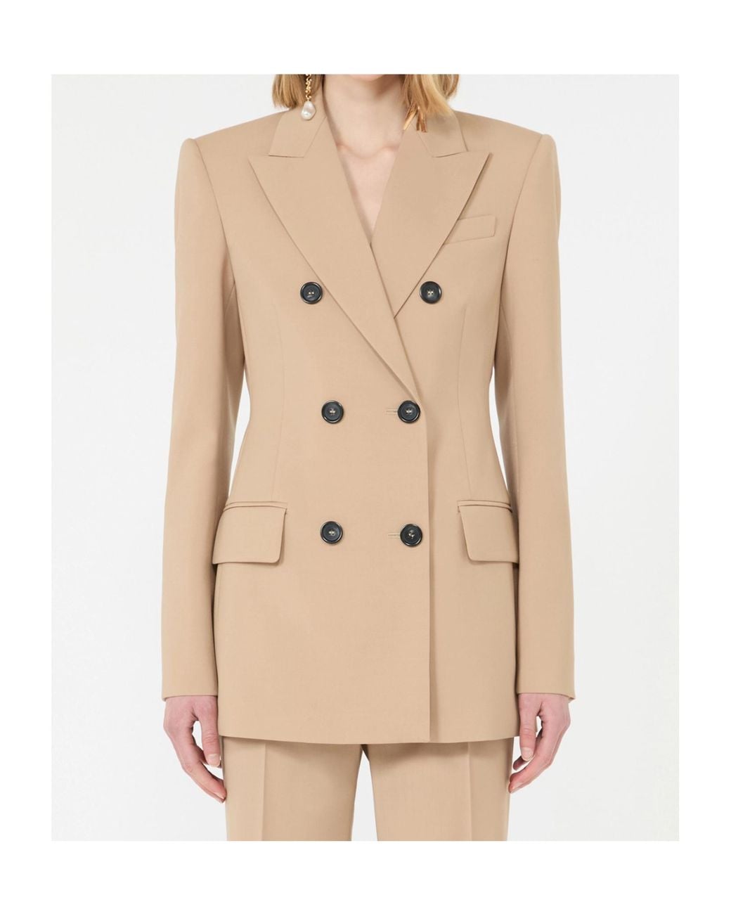 Sportmax Double-Breasted Natural Stretch Wool Blazer
