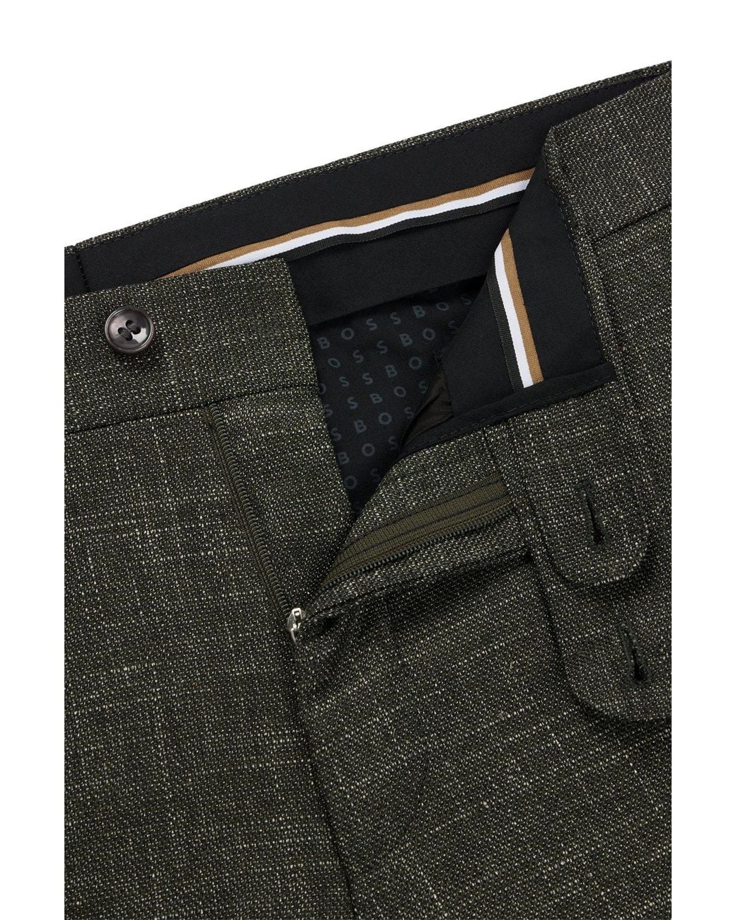 Boss Gray Belt-Loop Casual Pants for men
