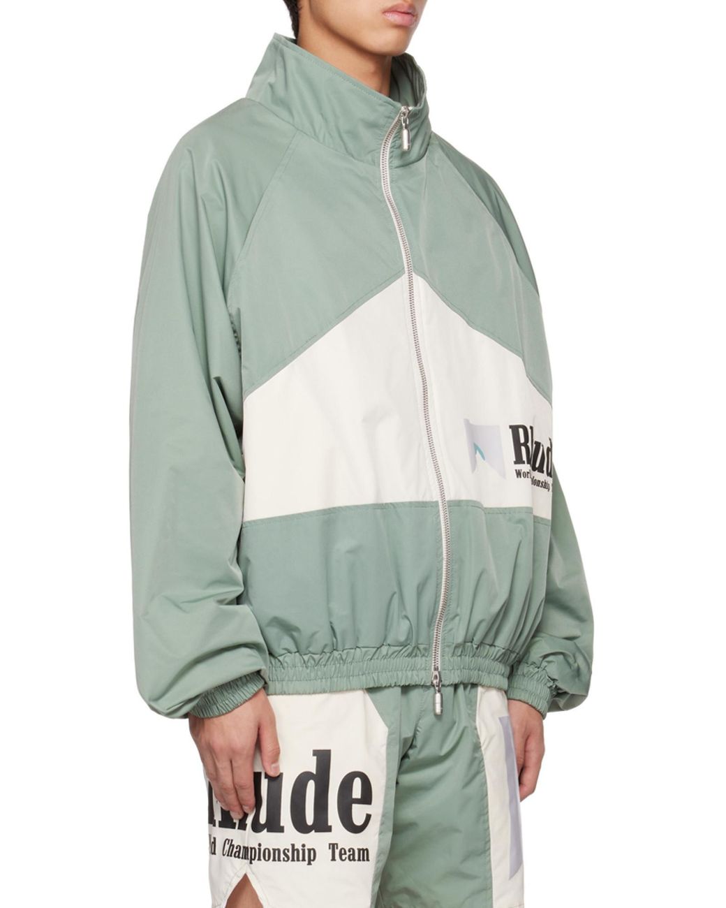 Rhude Green Sena Logo Printed Flight Jacket for men