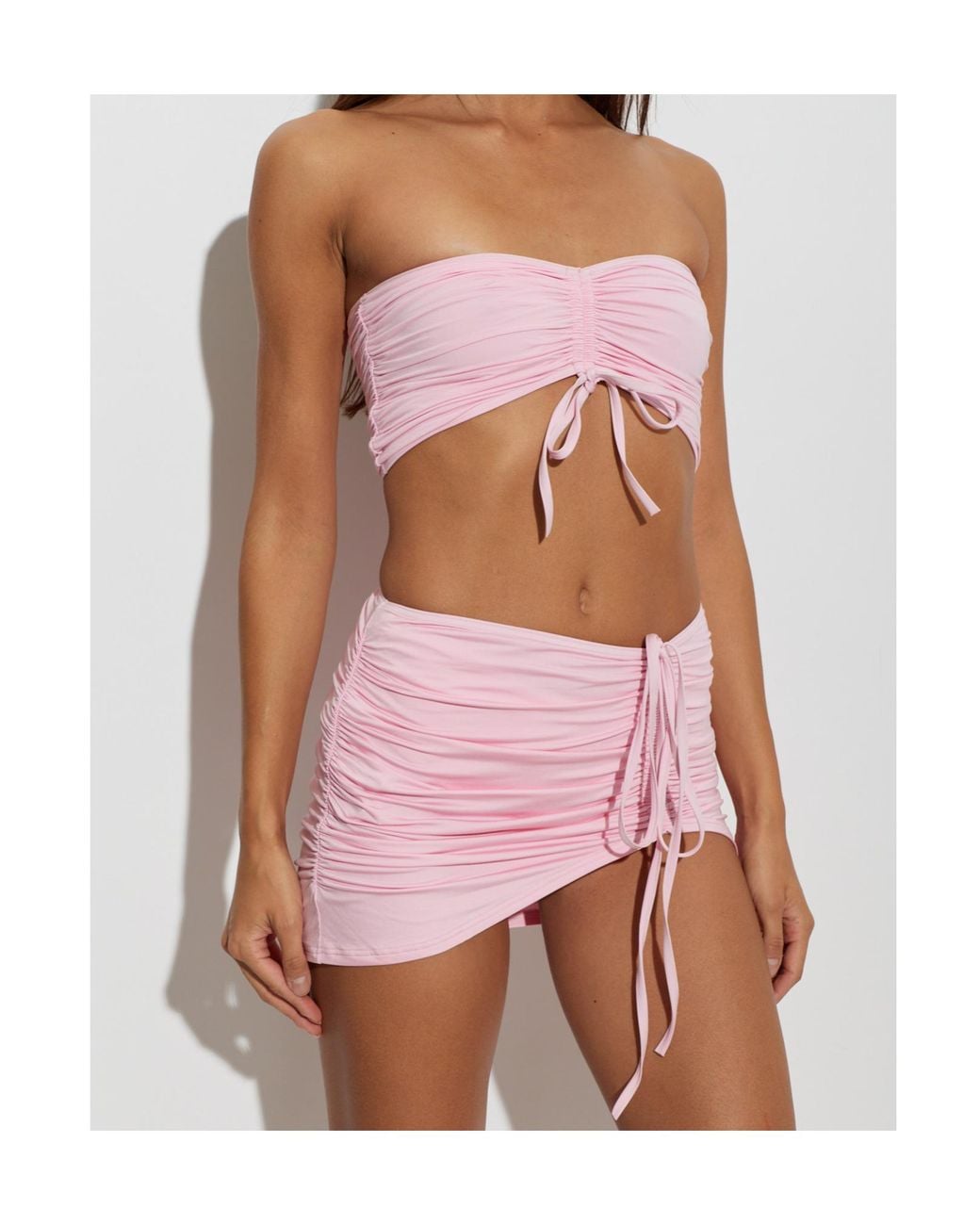 Balmain Pink Drawstring Gathered Beach Top