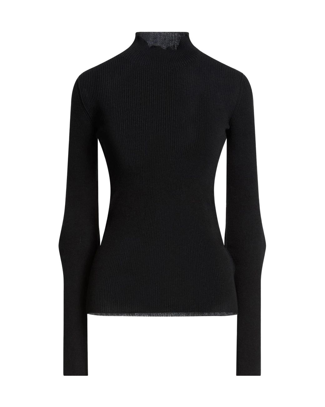 MM6 by Maison Margiela Black Solid Color Appliqué Knit Sweater