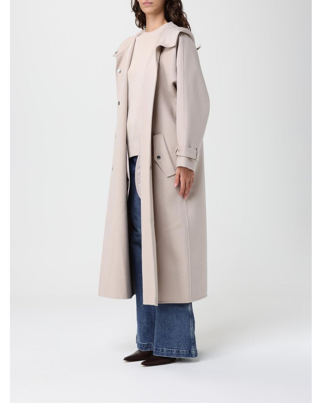 Pinko Natural Belted Hooded Coat