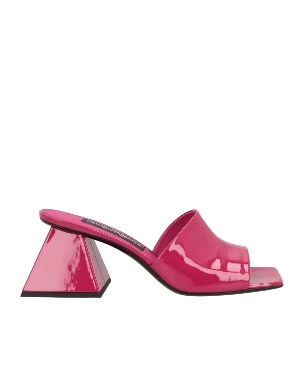 Dolce & Gabbana Pink Patent Leather Square-Toe Slippers