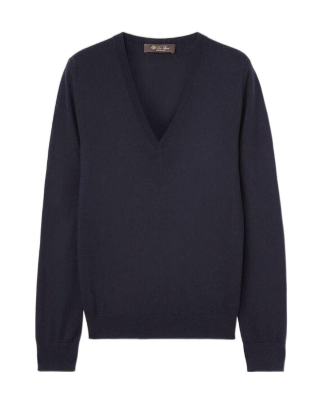 Loro Piana Blue V-Neck Long-Sleeved Top