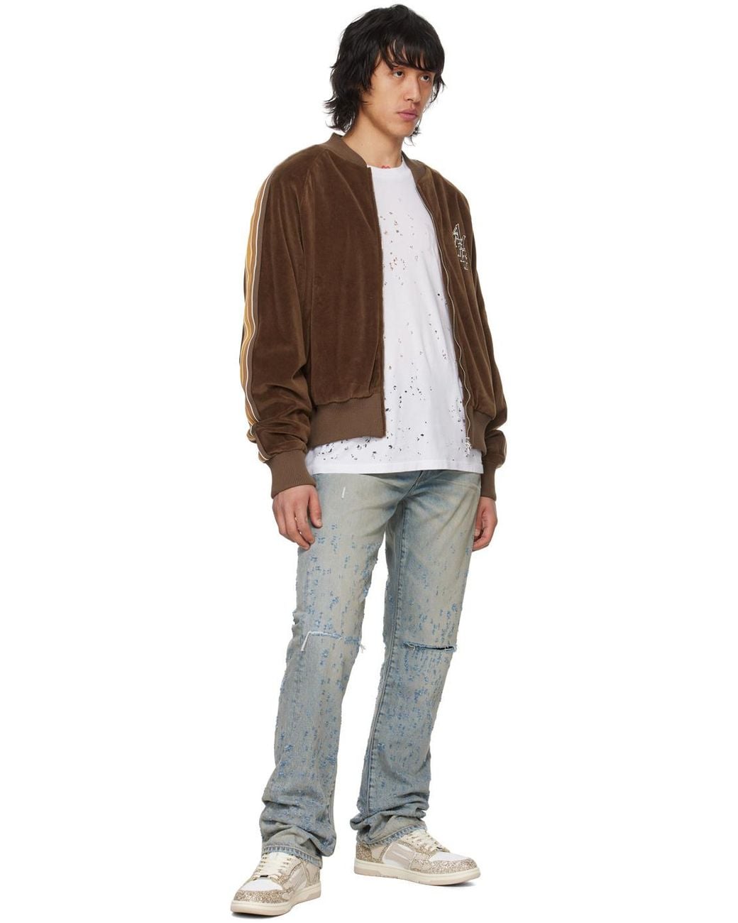 Amiri Blue Shotgun Distressed Straight Jeans for men