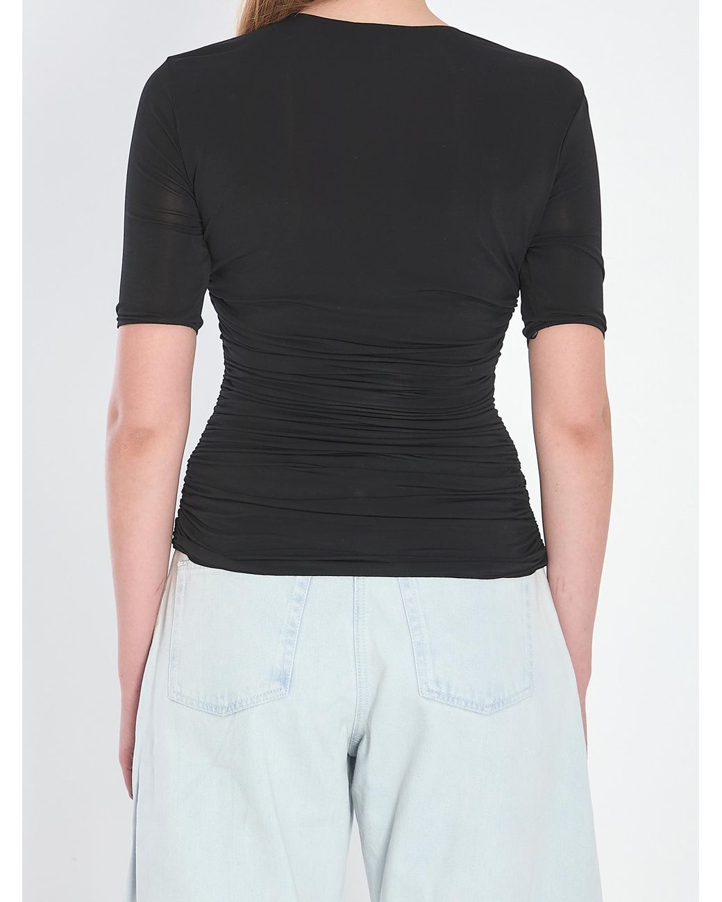 Alaïa Black Alaïa Gather Detailed Jersey T-Shirt