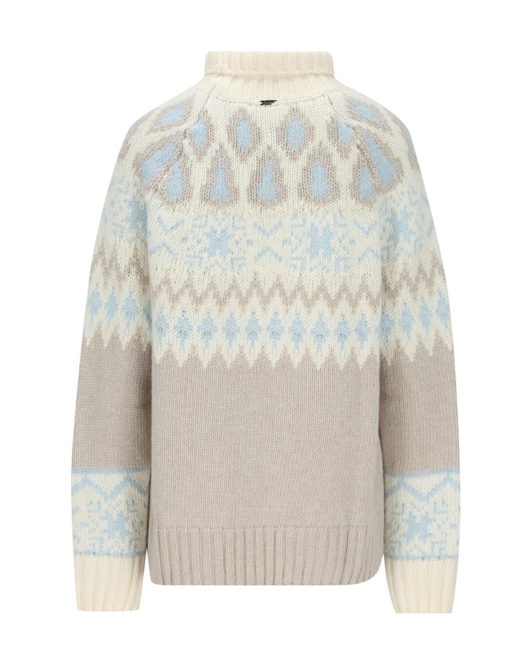 Herno Gray Fair Isle Turtleneck Knitted Sweater