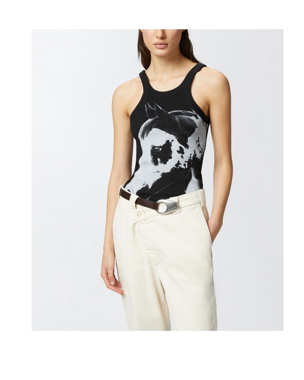 Pinko Black X Patrick Mcdowell Horse Print Ribbed Vest