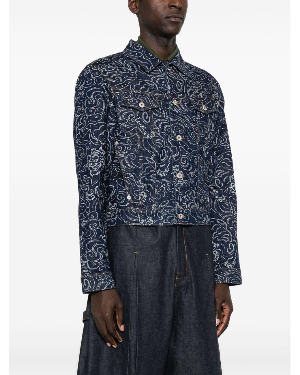 KENZO Blue Star Tiger Buttoned Denim Jacket for men
