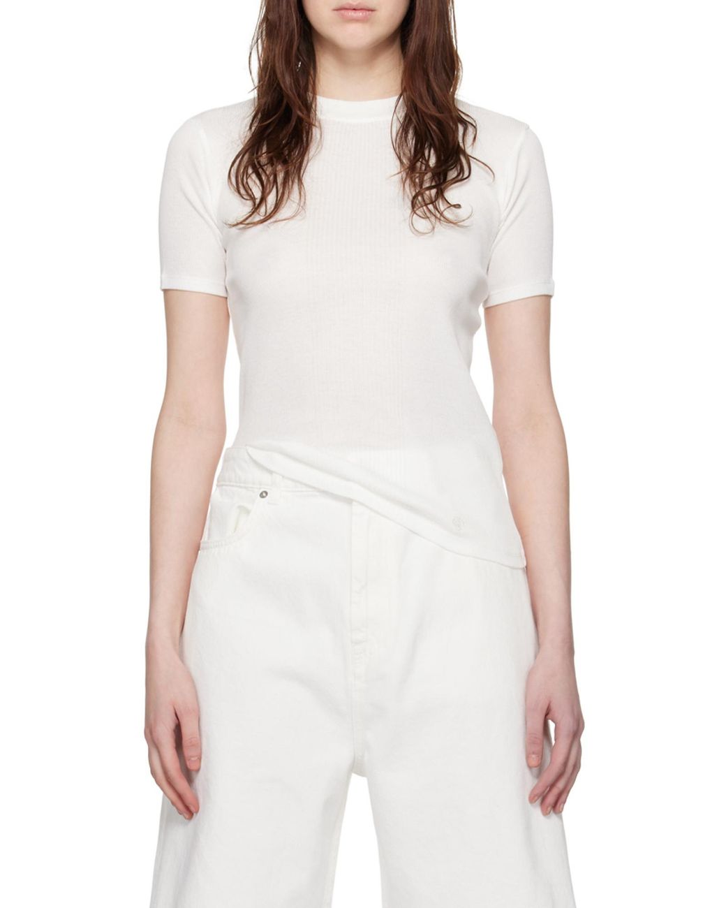 Loulou de Saison White Avalyn Ribbed Top